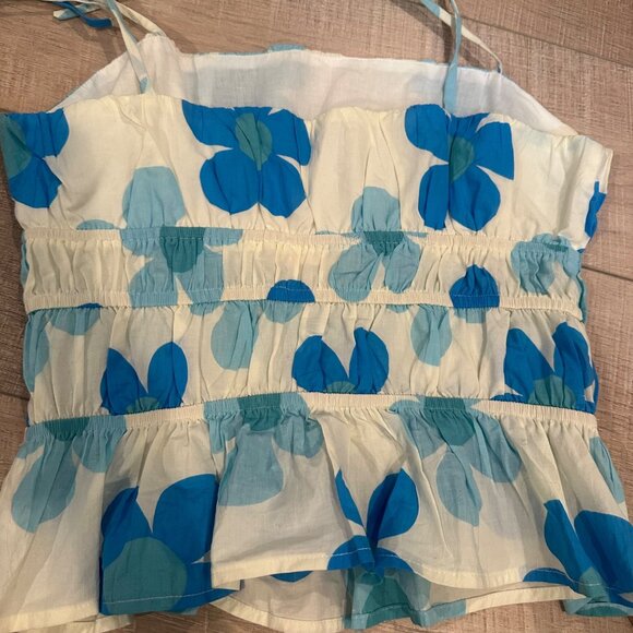 ALTAR'D STATE JUNIOR WOMENS BLUE FLORAL SPAGHETTI STRAP SHIRT SMALL - Picture 5 of 7